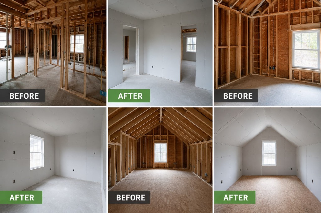 Drywall installation projects collage