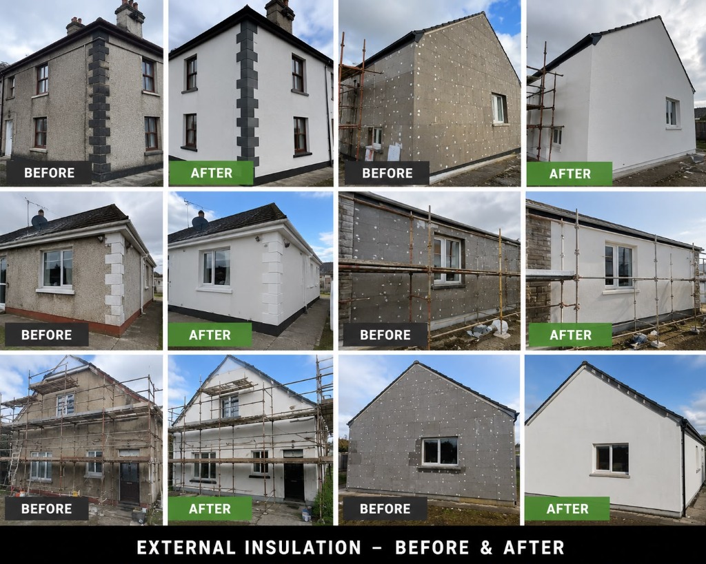 External Wall Insulation Before and After Showcase Collage